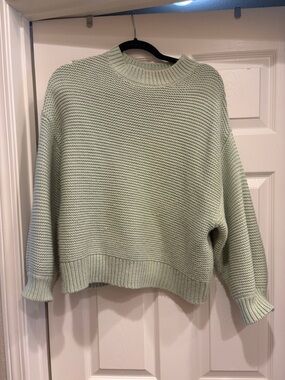 Mango Mint Green Women's Knit Sweater - Classic Crewneck